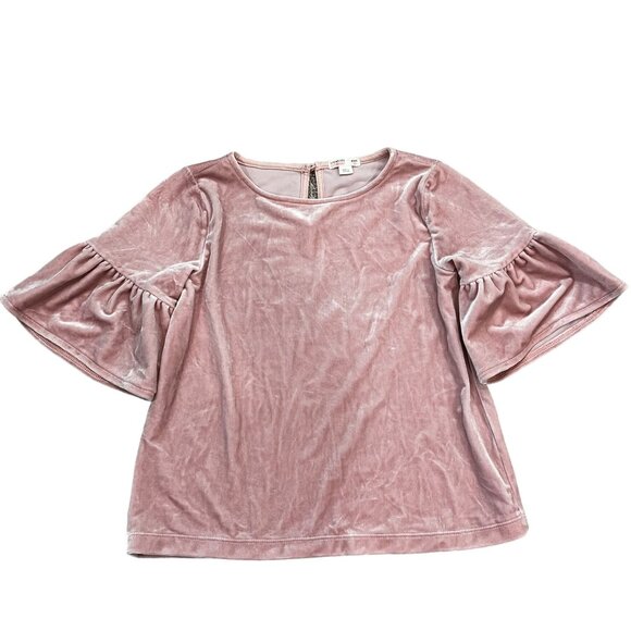 Crewcuts Everyday Girls Size 10 Pink Velvet Bell Sleeve Top - Picture 1 of 3